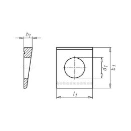 Washer, square, wedge-shaped for I sections - WSH-TAP-DIN435-(A2K)-14,0X30X26MM