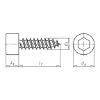 Cylinder tapping screw, C shape with hexagon socket - SCR-CYL-WN4762-C-IH4-A2/20H-4,8X80/60