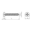 Raised countersunk tapping screw shape C with H recessed head - SCR-PANHD-DIN7981-C-H2-A2-3,9X16