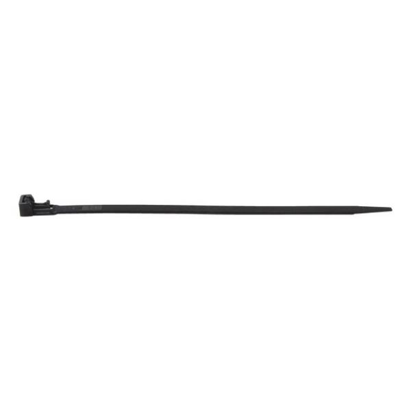 Reusable cable tie with plastic latch - CBLTIE-PLA-REOPENABLE-BLACK-7,5X200