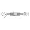 Turnbuckle with hook and eyelet - TURNBCKL-HOK/EYE-DIN1480-(A2K)-M6
