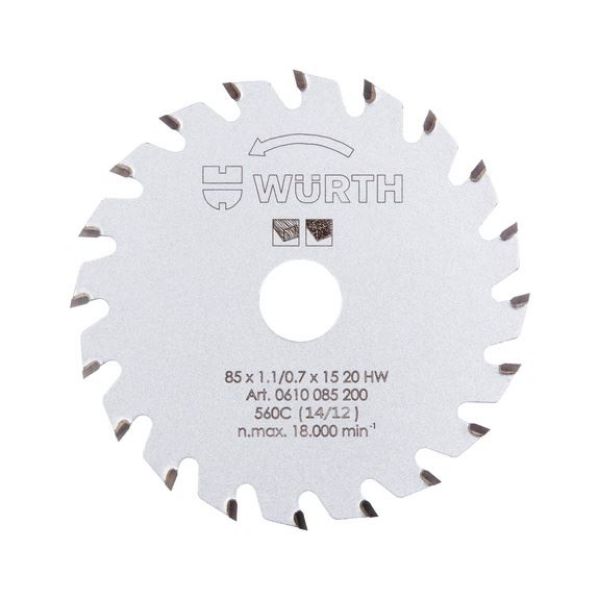Circular saw blade, wood, for cordless hand-held circular saw HKS 10-A/12-A - BLDE-CRCLSAW-WO-TC-VT-85X20X15