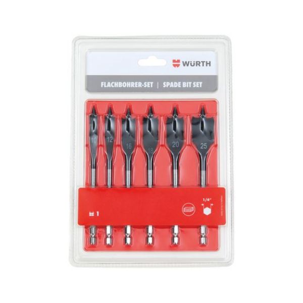 Spade drill bit assortment - DBIT-FL-SORT-WO-(D10-25MM)-L150MM-6PCS