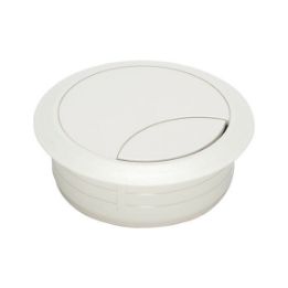 Round cable passage in two parts - AY-CABLEOUTLET-WRITDSK-WHITE-D60MM