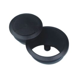Round cable passage in two parts - AY-CABLEOUTLET-WRITDSK-BLACK-D60MM
