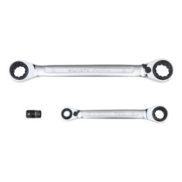 Double ring ratchet spanner set - RTCHDBENDRGSPN-(8-19MM)-3PCS