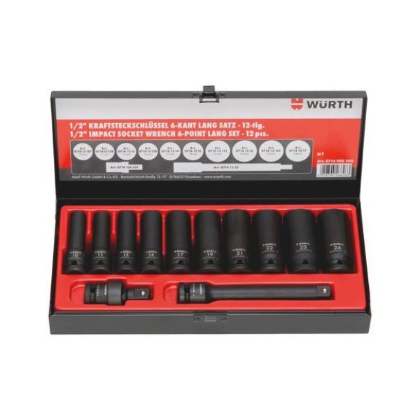 Picture for category 1/2 inch impact socket wrench set hex. long 12pcs.
