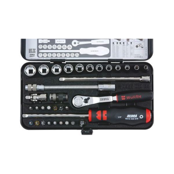 Picture for category 1/4 inch socket wr assort, dust-prot rat, 34 pcs