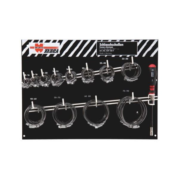 Hose clamp set, strap width: 9 mm - HOSECLMP-SET-B9MM-WS7-SCRDR-121PCS