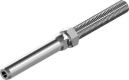 Wire cable barrel terminal, right-hand thread, Wire cable barrel terminal with right-handed thread, M832045, BARLTRML-NUT-RTHR-A4-D5