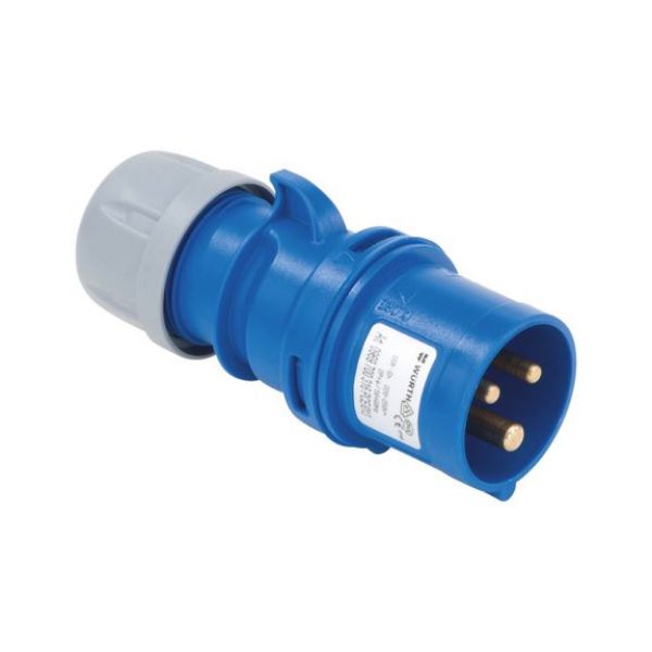 CEE plug 250 V/400 V, 6 H - PLG-CEE-BLUE-3PIN-16A-250V-IP44