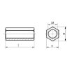 Hexagonal galvanised steel spacer sleeve - SPCESLEV-HEX-WS11-(A2K)-M8X25
