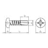 Drilling screw, flat head with H recessed head pias&lt;SUP&gt;&reg;&lt;/SUP&gt; - SCR-DBIT-PANHD-A2-H2-3,9X19