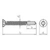 Wing-type drilling screw, countersunk milling head with AW drive pias&lt;SUP&gt;&reg;&lt;/SUP&gt; - SCR-DBIT-WING-CS-CUTHD-AW25-(A3L)-5,5X50