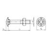 Round head screw with square neck and nut - SCR-MHD-DIN603-NUT-4.8-(A2K)-M8X50