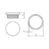 Plastic end cap, round - ECAP-PLA-PIP-BLACK-40X2