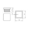 Plastic end cap, square - ECAP-PLA-(SQUAR-PIP)-BLACK-40X40X2