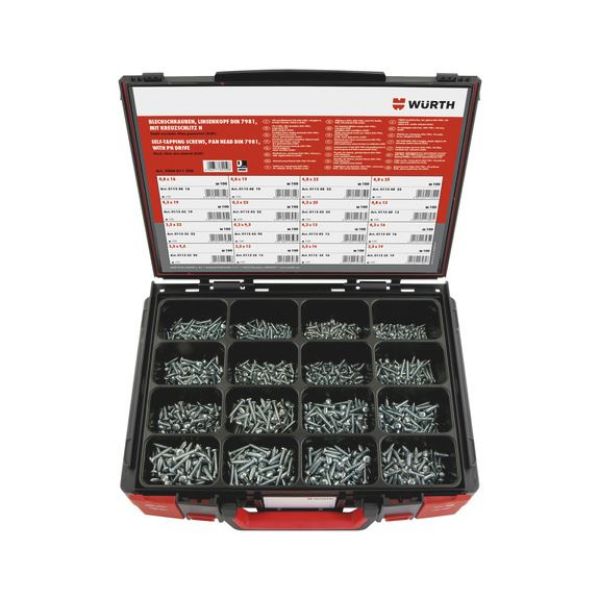 Tapping screws pan head DIN 7981 zinc-plated assortment - SCR-SHTMET-SYSKO-DIN7981-(A2K)-1600PCS