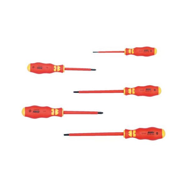 VDE screwdriver set, slotted/PH recessed head - SCRDRIV-VDE-SET-PH/SL-5PCS