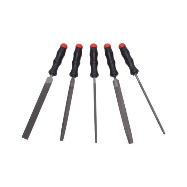 Flat hand engineer's file set - WRKSHPFILE-SET-VEHICLE-L200MM-5PCS