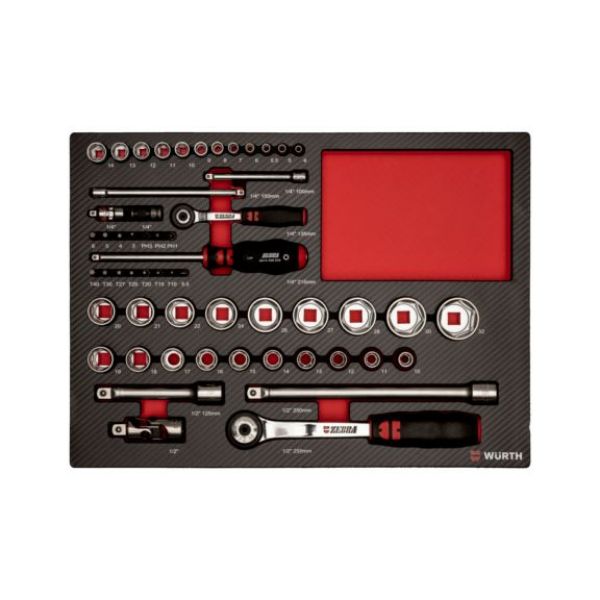 System assortment 8.4.1, socket wrench 1/4 + 1/2 inch - SKTWRNCH-SET-1/4+1/2IN-56PCS