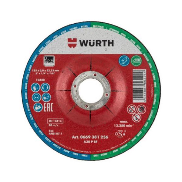 Rough grinding disc for steel and stainless steel - GDISC-ST/A2-CE-TH6,0-BR22,23-D125MM