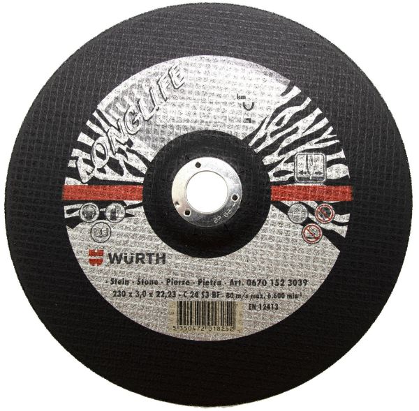 Cutting disc for stone Longlife, Cutting disc, Longlife for stone, 6701523039, CDISC-LL-GREY-STN-SR-TH3,0-BR22,2-D230MM