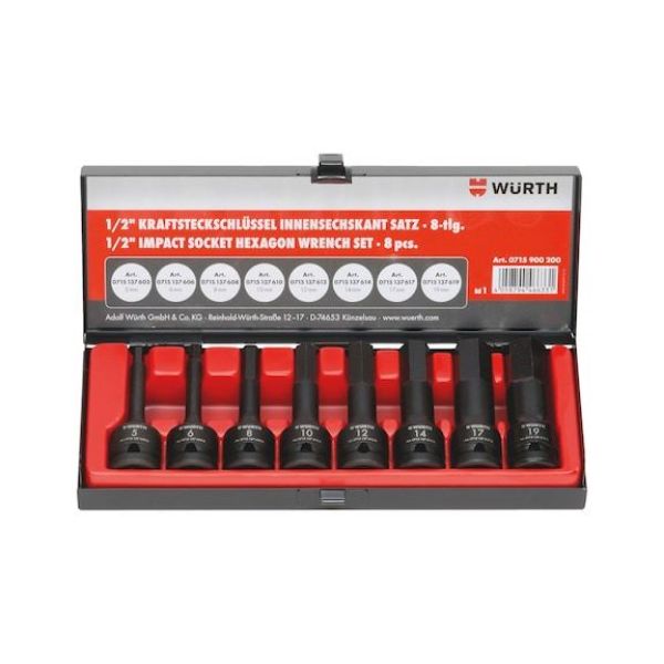 Picture for category 1/2 inch imp skt wrch st, hex socket long, 8 pcs