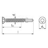 Wing-tip drilling screw with countersunk milling head With AW drive PIAS&reg; - SCR-DBIT-WING-CS-CUTHD-AW20-(A3K)-4,2X32