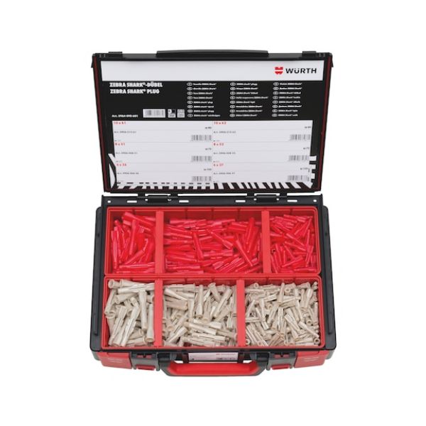 Shark&lt;SUP&gt;&reg;&lt;/SUP&gt; plastic anchor assortment ZEBRA&lt;SUP&gt;&lt;/SUP&gt; 530 pieces in system case 4.4.1. - DWL-SYSKO-PLA-530PCS