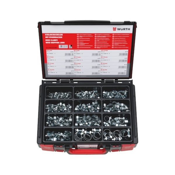 Clamping jaw hose clamp assortment 243 pieces in system case - CLMPHOSECMLP-SYSKO-243PCS