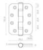 Picture of Matte black door hinge, Round Corner