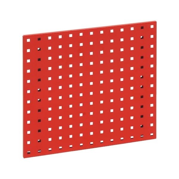 Base plate for square-perforated panel system - BSEPLT-RAL3020-TRAFFICRED-457X495MM