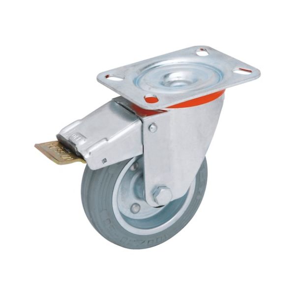 Apparatus castor with rotating holder and locking brake - SWIVMACSTR-LOK-N.MARK-PLT-D80-65KG