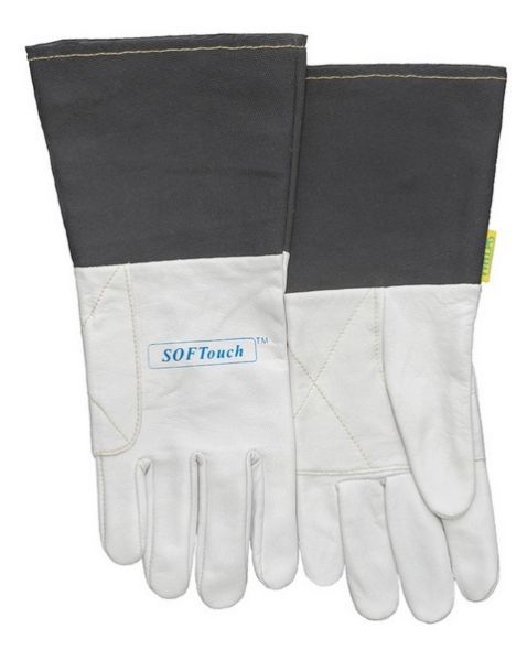 Picture of SOFTOUCH™ GRAIN GOATSKIN WELDING GLOVE, CUFF MADE OF GREY FLAME RETARDANT FABRIC 