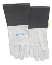 Picture of SOFTOUCH™ GRAIN GOATSKIN WELDING GLOVE, CUFF MADE OF GREY FLAME RETARDANT FABRIC  