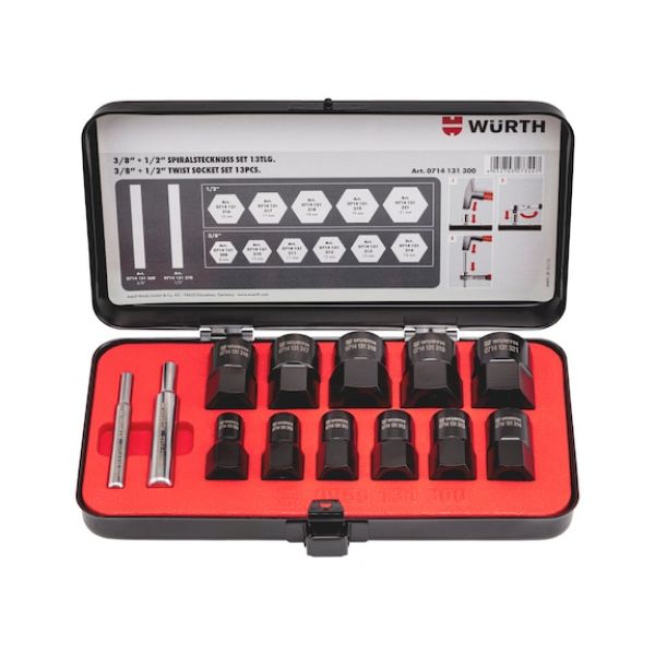 3/8&quot; + 1/2&quot; spiral socket set 13 pieces - SPRLSKT-SET-13PCS