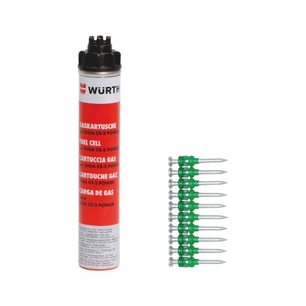 Collated nails and gas cartridge NG CS-2/3 - NL-(DIGA CS2/3)-FUELCELL-25MM