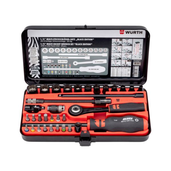 Picture for category 1/4 inch multi socket wrench set black 34 pcs.