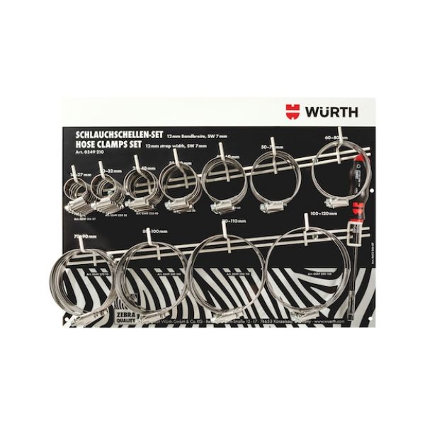 Hose clamp set, strap width: 12 mm 111 pieces - HOSECLMP-SET-W12MM-WS7-SCRDR-111PCS