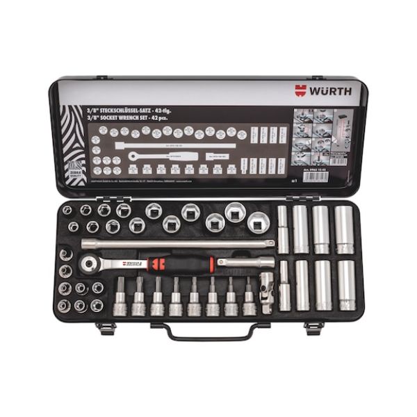 3/8 inch socket wrenches Assortment of 42 pieces - SKTWRNCH-SORT-3/8IN-EXHEX-TX-LONG-SHORT