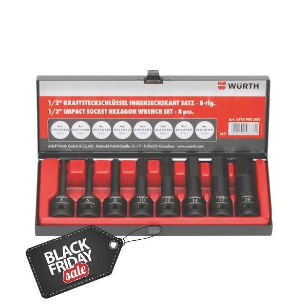 Picture of 1/2-inch impact socket wrench assortment 8 pieces
