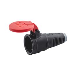 Grounding contact coupling with self-locking flip lid - CUPL-RUBBER-FLAPTAP-16A-250V