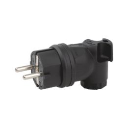 Grounding contact angled plug for cables up to 3G 2.5 mm² - ANGLPLG-RUBBER-16A-250V