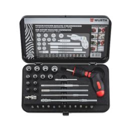 Ratchet multi-bit screwdriver with pistol handle Set of 37 pieces - SCRDRIV-MULTIBIT-SET-PISTOL-LED-37PCS