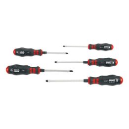 Screwdriver set with hexagon shank and hex bolster for woodwork - SCRDRIV-SET-PZ/SL-HEXBLDE-5PCS