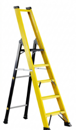 Picture of 100% fiberglass stepladder with platform and guardrail